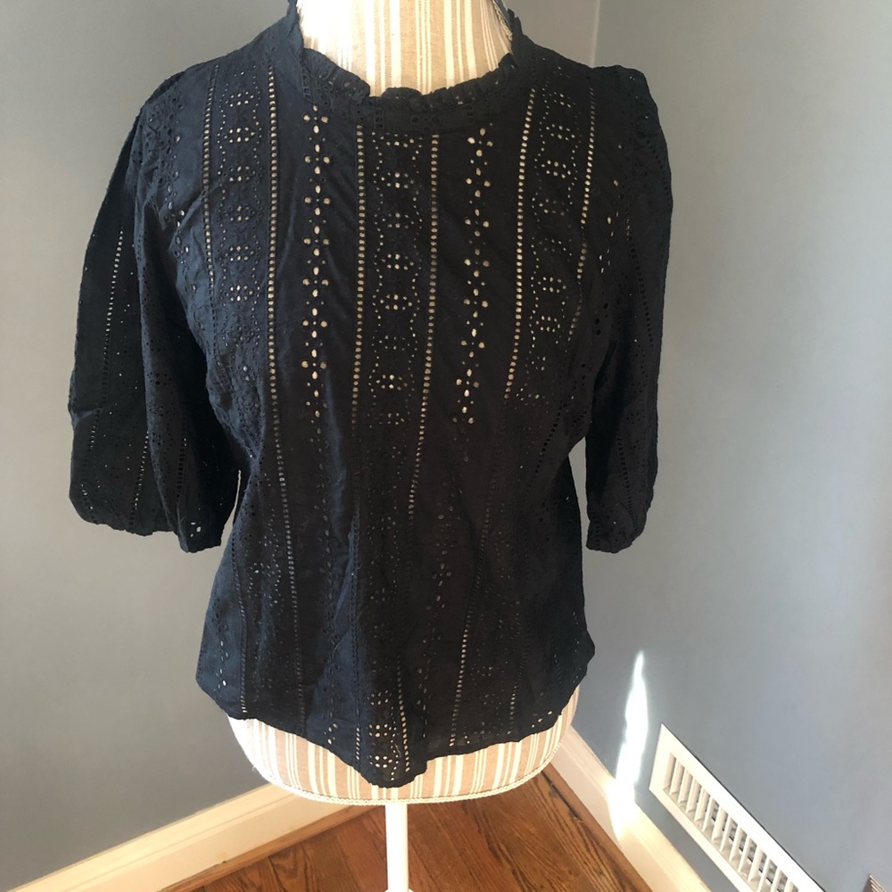 Abercrombie black eyelet top. New w tags